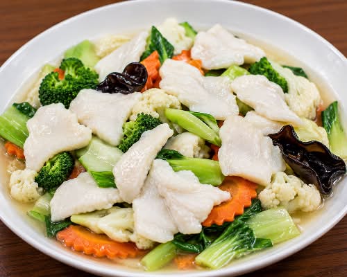 时蔬鱼片 Stir Fried Fish Filet with Seasonal Vegetables